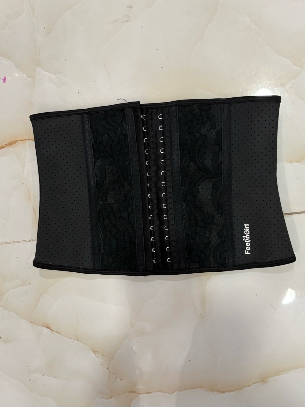 FeelinGirl Black Lace Front Waist Trainer Shapewear